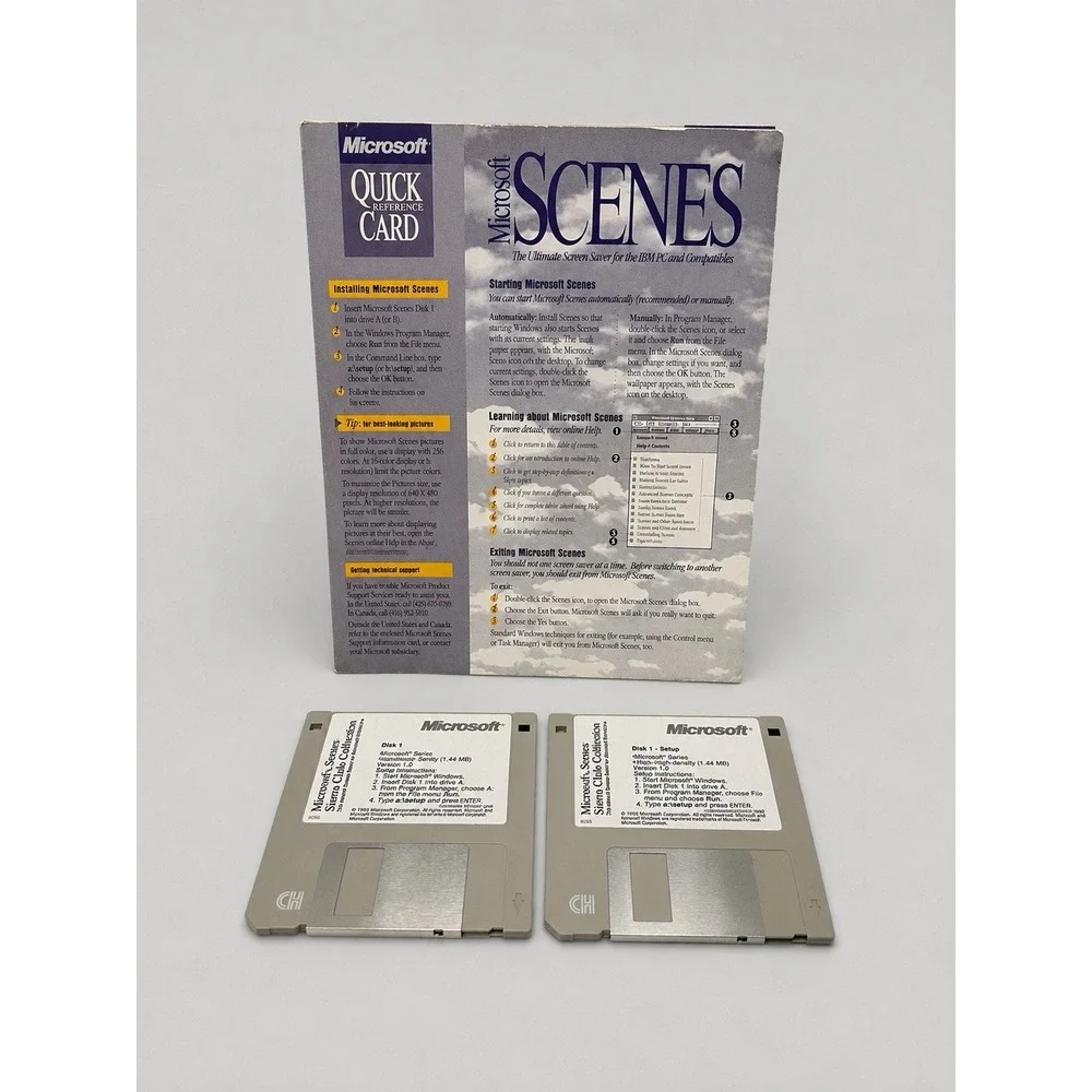 Microsoft Scenes Sierra Club Collection Windows 3.5 Floppy Discs-Box-Manual